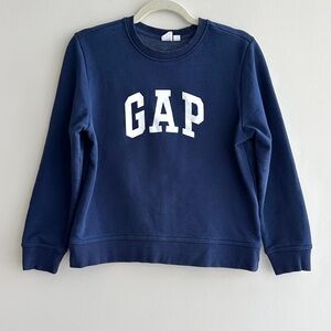 GAP White Logo Boxy Sweatshirt, Navy Blue Terrycloth Pullover, Y2K, Large